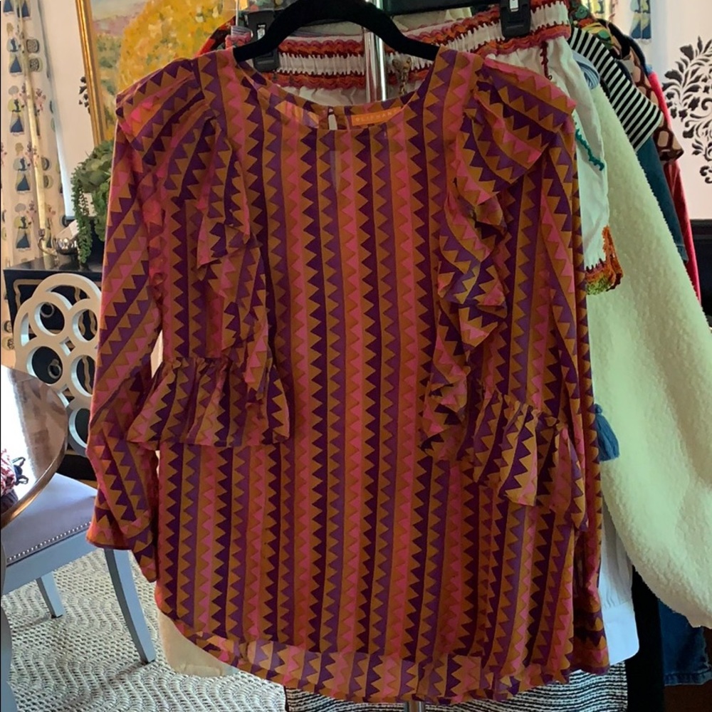 Long sleeve multi colored blouse
